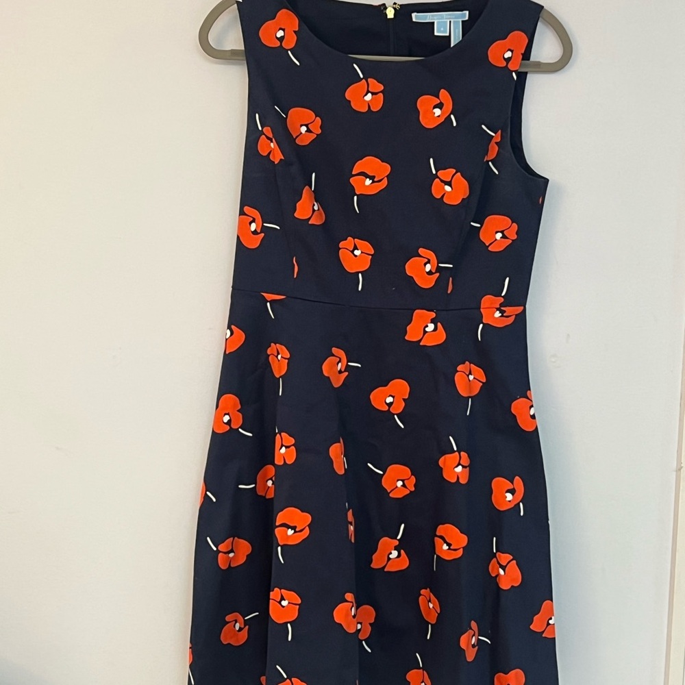 Draper James Blue and Orange A-line Dress for Wedding Guest
